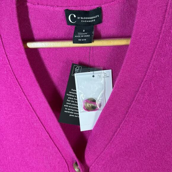 C by Bloomingdale’s 2 Ply Cashmere Long Line Cardigan Size Small Cherry Blossom - Picture 4 of 7